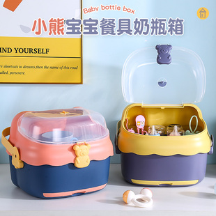 放奶瓶收纳箱婴儿专用宝宝餐具辅食工具收纳盒沥水架防尘带盖大号