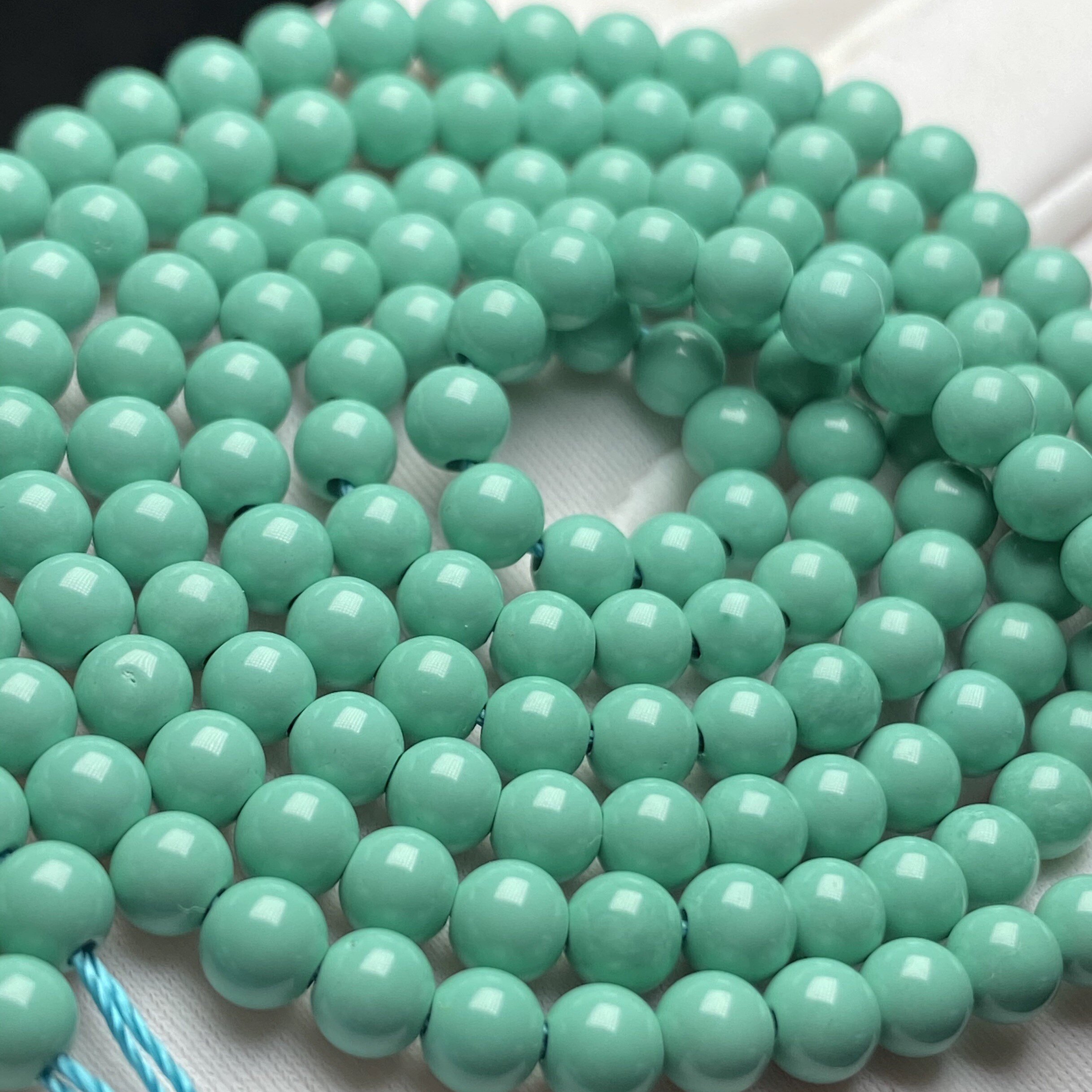호북 원시 광석 천연 높은 도자기 파란색 청록색 목걸이 라운드 비즈 108 부처님 비즈 비즈 기장 체인 멀티 턴에 느슨한 비즈