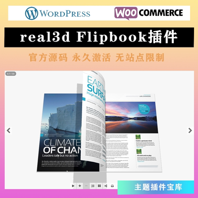 Real3D FlipBook 中文版 WordPress文件图像3D翻页特效插件