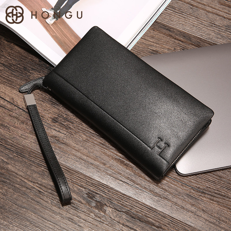 hongu/红谷手拿包男新款休闲商务手抓包手挽包男包真皮手拿包3351