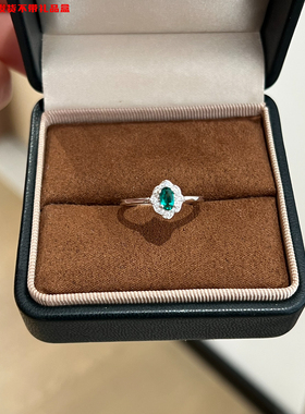 S925银祖母绿培育钻戒女轻奢