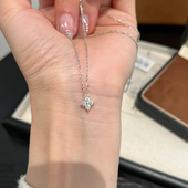 正品 百搭 莫桑钻s925纯银四叶草项链女轻奢小众设计感高级精致时尚