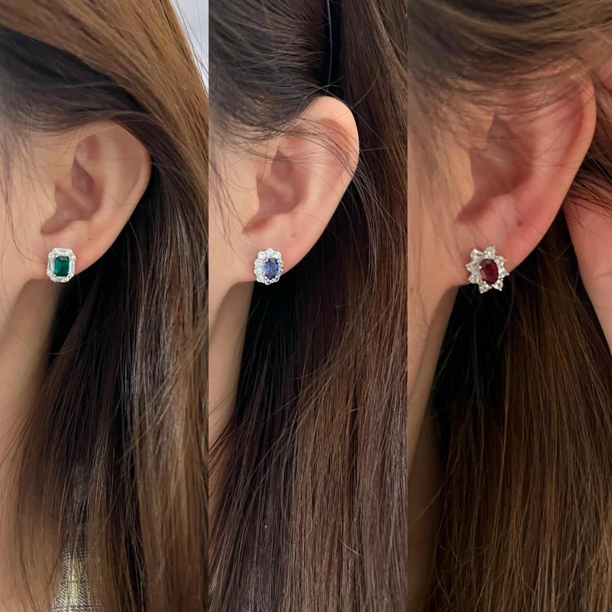 培育宝石轻奢围镶s925纯银耳钉