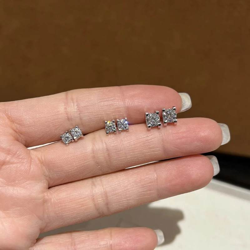正品超闪莫桑钻轻奢耳环S925纯银耳钉女牛头人工合成钻石耳饰品