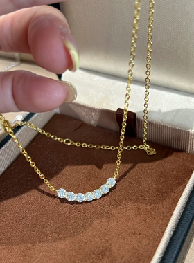 莫桑钻S925纯银微笑锁骨链女款