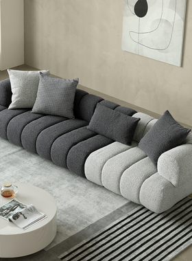 罗奇堡INTERMEDE意式极简侘寂风布艺小户型客厅四人位羊羔绒沙发