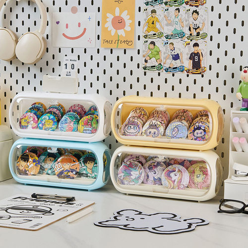 泡泡玛特展示盒吧唧展示架透明