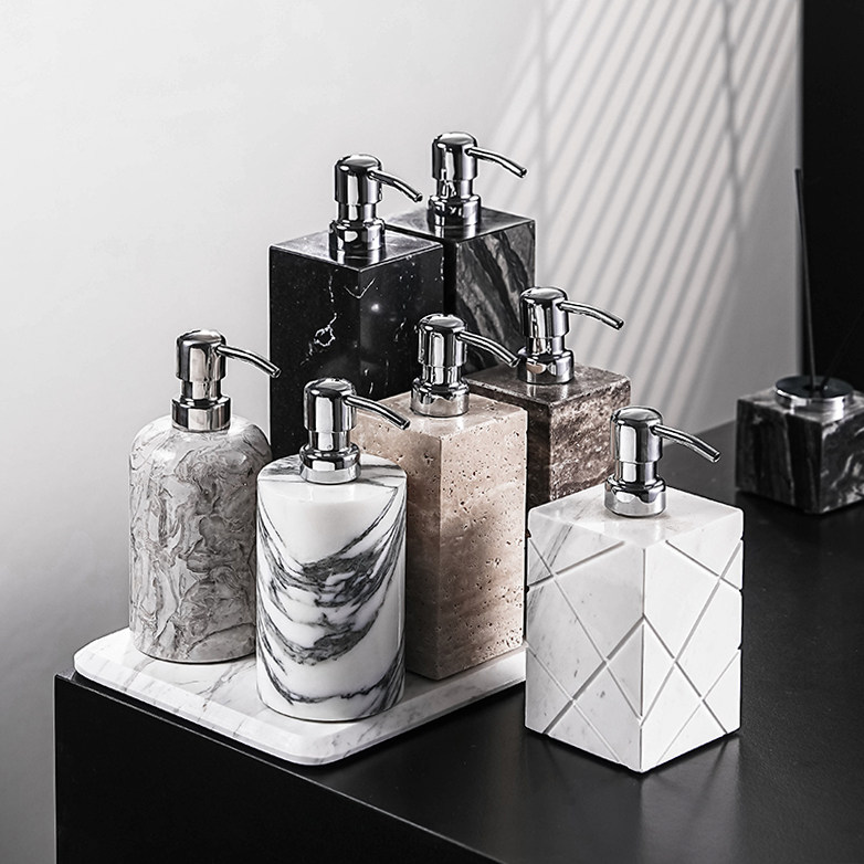 高级感大理石乳液瓶洗手液瓶卫生间酒店家用沐浴露洗发水分装空瓶