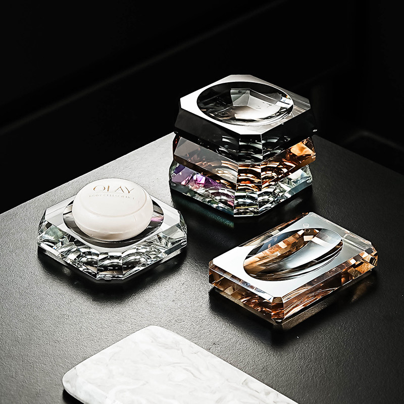 高端酒店家居水晶玻璃香皂收纳盒