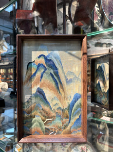 苏州刺绣苏绣手工双面绣摆件胡桃木桌面摆件中式客厅送朋友送友人