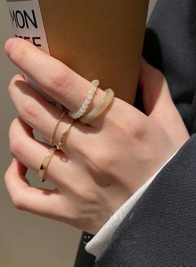 开口可调节纯银波浪纹戒指