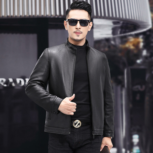 立领皮夹克脱卸羽绒服2025秋冬新款 海宁皮衣男真皮山羊皮修身 短款