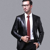 皮西装 高档皮外套 皮西服皮夹克男款 男真皮绵羊皮海宁男士 皮衣修身