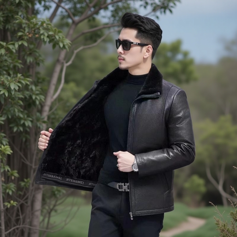 水貂内胆貂皮大衣真皮皮衣山羊皮