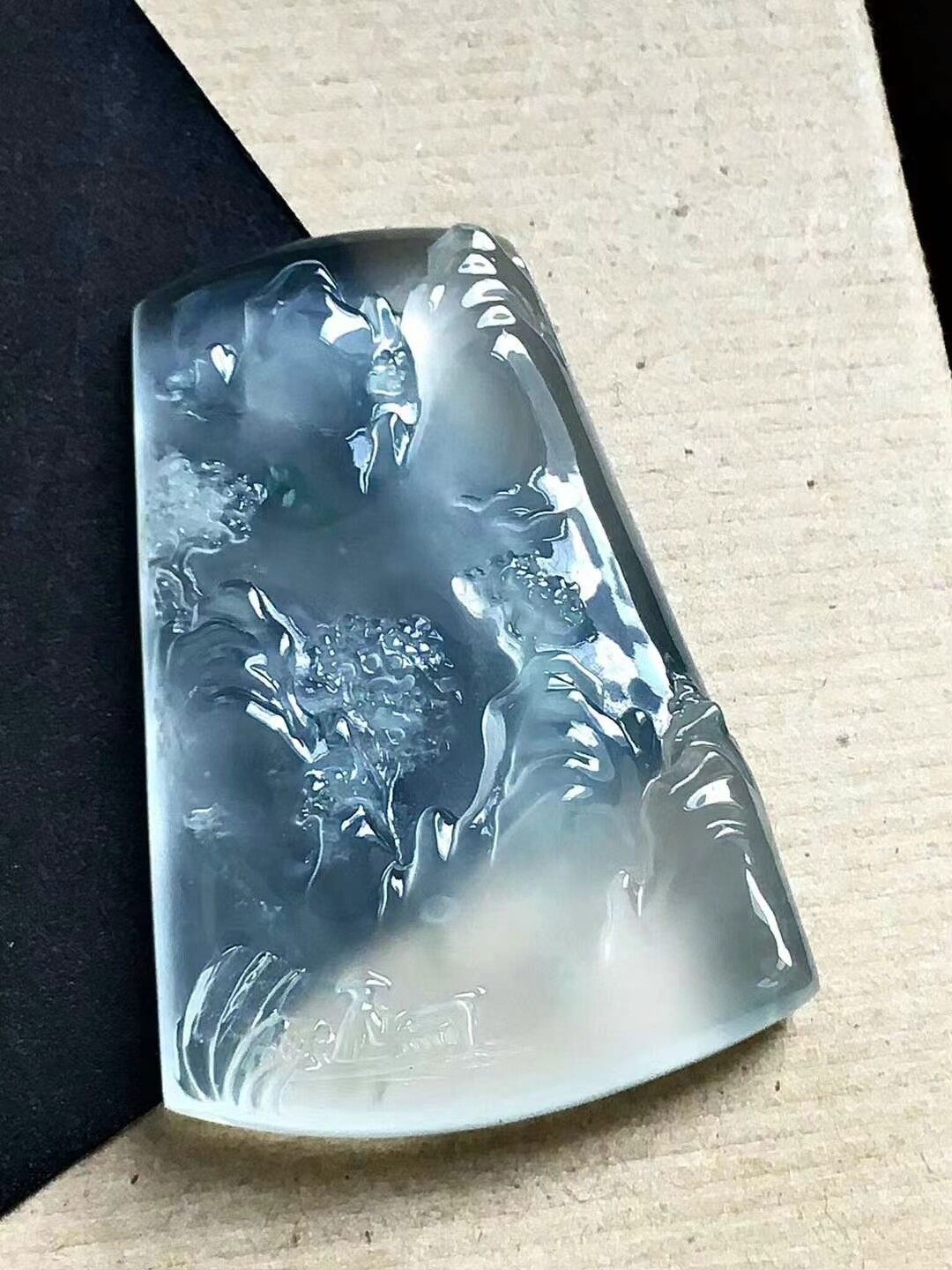 翡翠山水牌冰种牌子缅甸玉石男女款挂件无事牌节日来料加工订制
