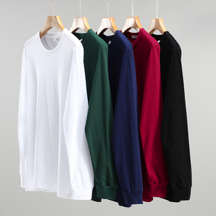 秋衣圆领体恤 t恤薄打底衫 春秋加肥宽松休闲胖人大码 100%纯棉长袖
