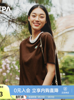 NEPA耐葩24年春夏户外女士圆领T恤舒适宽松休闲短袖7K45365