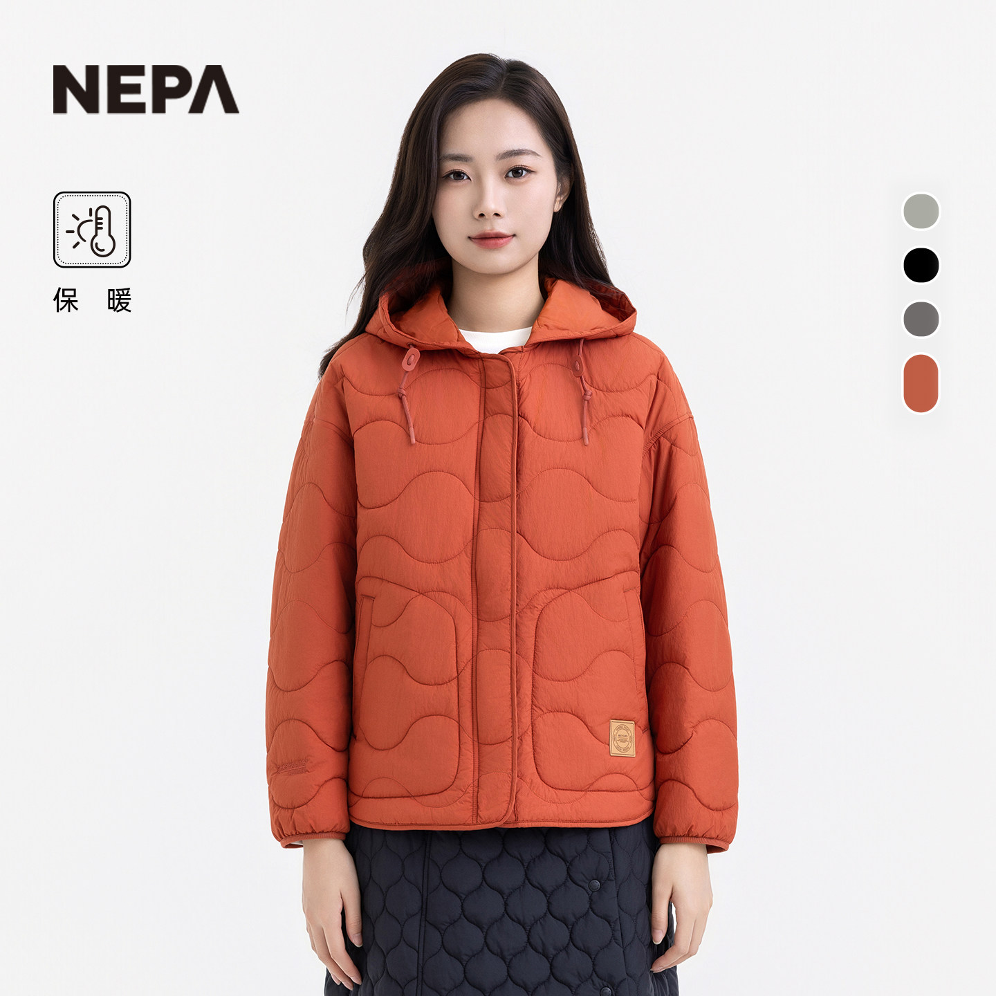 NEPA耐葩户外25秋冬新品女士棉服轻盈保暖连帽外套7L60968
