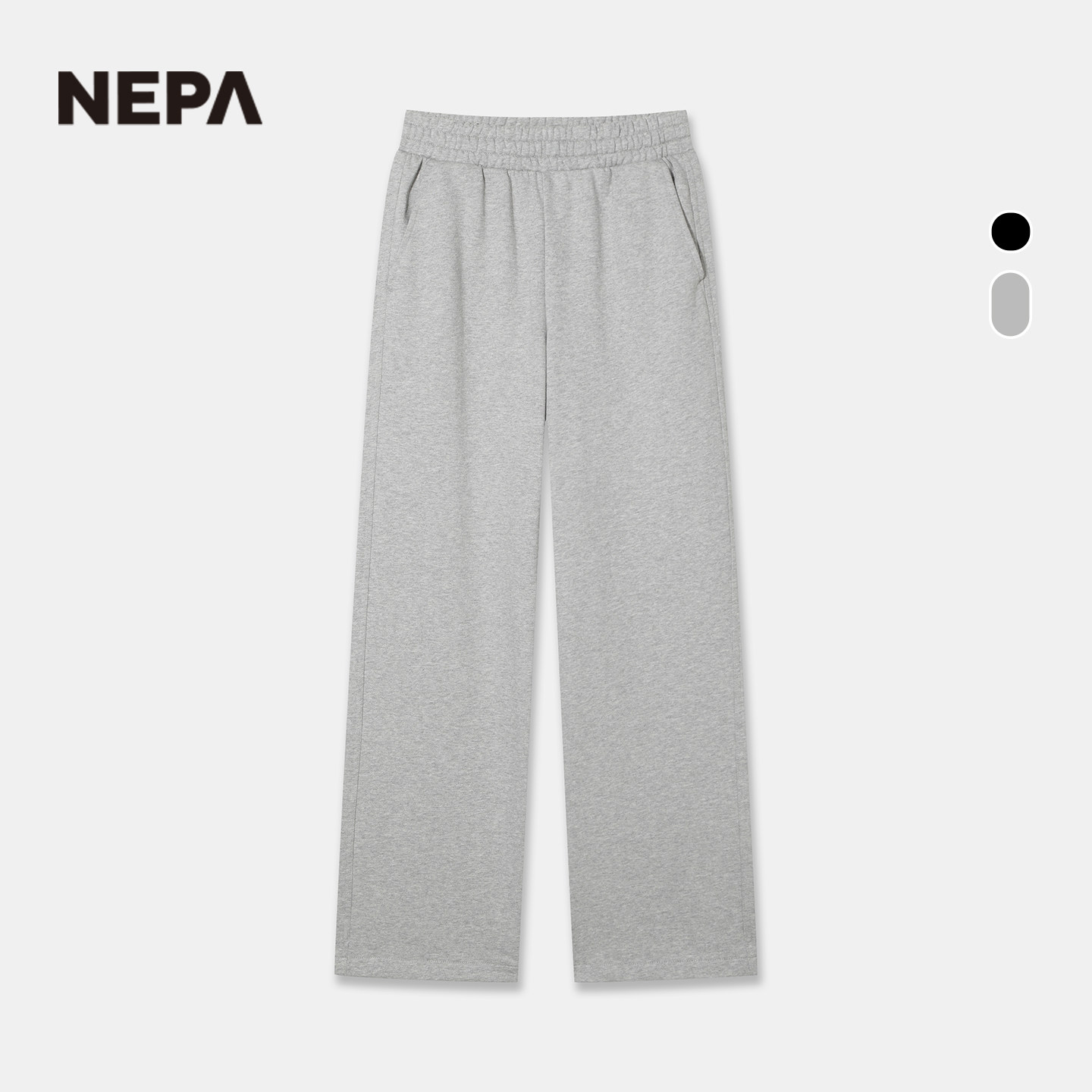 NEPA耐葩男女宽腿抽绳长裤