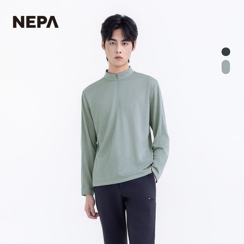 NEPA男士半高领拉链长袖T恤