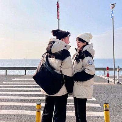 工装聚酯纤维短款连帽显瘦羽绒服