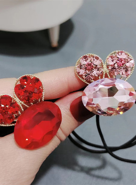 新年本命年红色兔子头绳2023年头饰红色发绳女高级感水钻橡皮筋