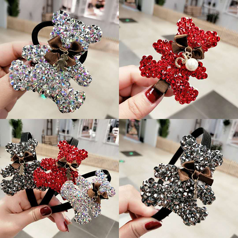 ins抖音同款小熊发夹留海水钻