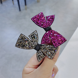蝴蝶结发夹边夹侧边刘海夹水钻边夹女侧l边高级感鸭嘴夹后脑勺