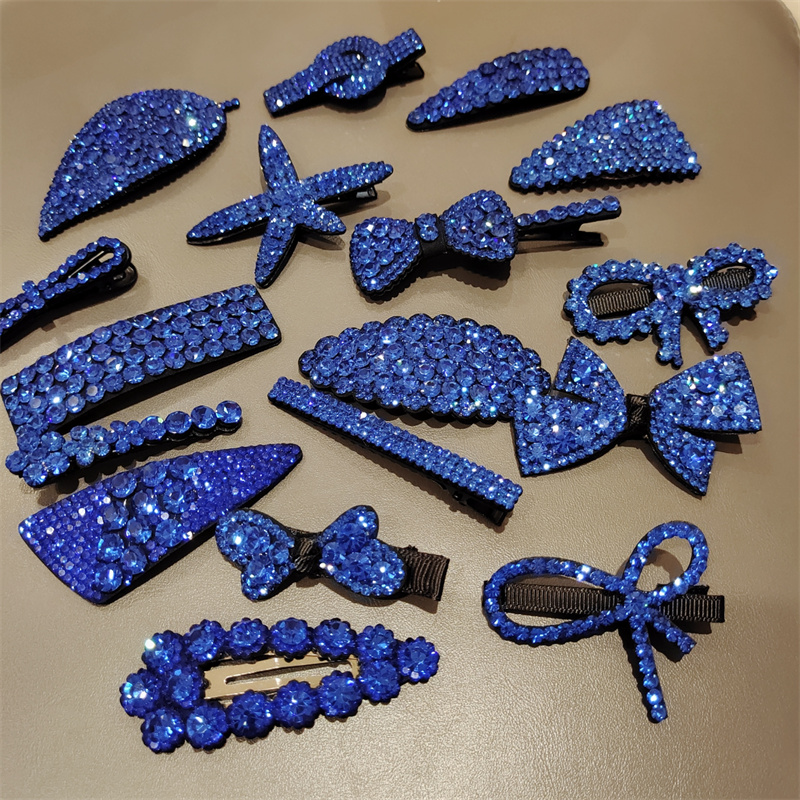 克莱因蓝刘海侧边夹发夹后脑勺