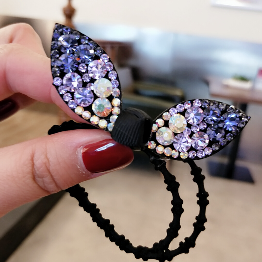 韩版捷克钻兔耳朵边夹发绳