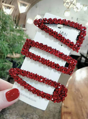 韩版ins 新年本命年红色发夹网红2021年新款后脑勺侧边夹刘海夹子