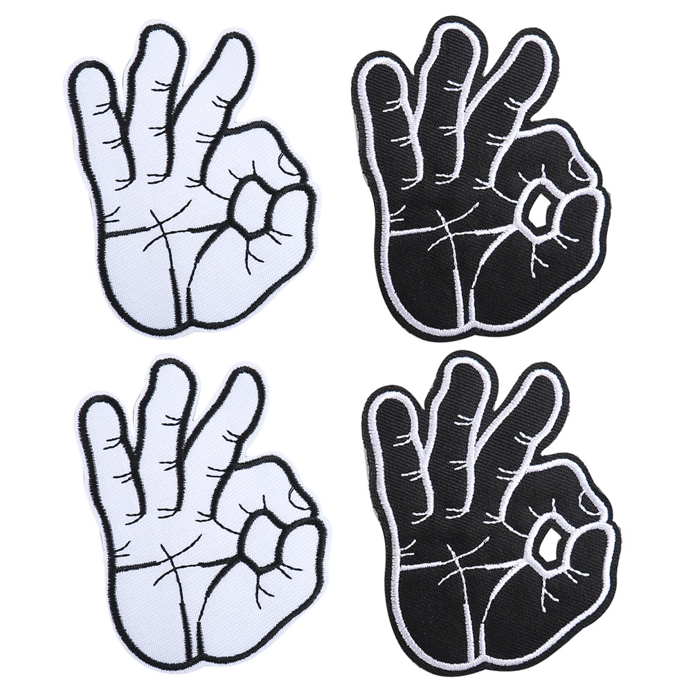 卡通ok手势刺绣布贴儿童衣服裤子书包装饰贴花破洞diy补丁贴无痕