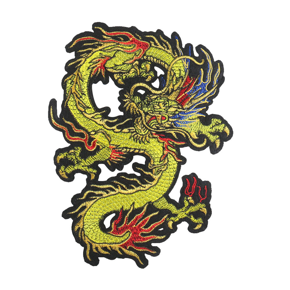 五爪金龙刺绣布贴 中国神龙图腾民族风飞龙服装辅料旗袍绣花补丁