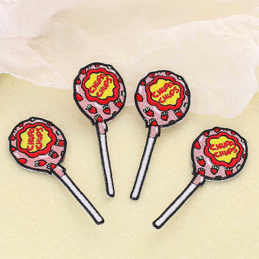 新款字母棒棒糖卡通刺绣布贴衣服背包装饰背胶款熨烫缝补破洞辅料