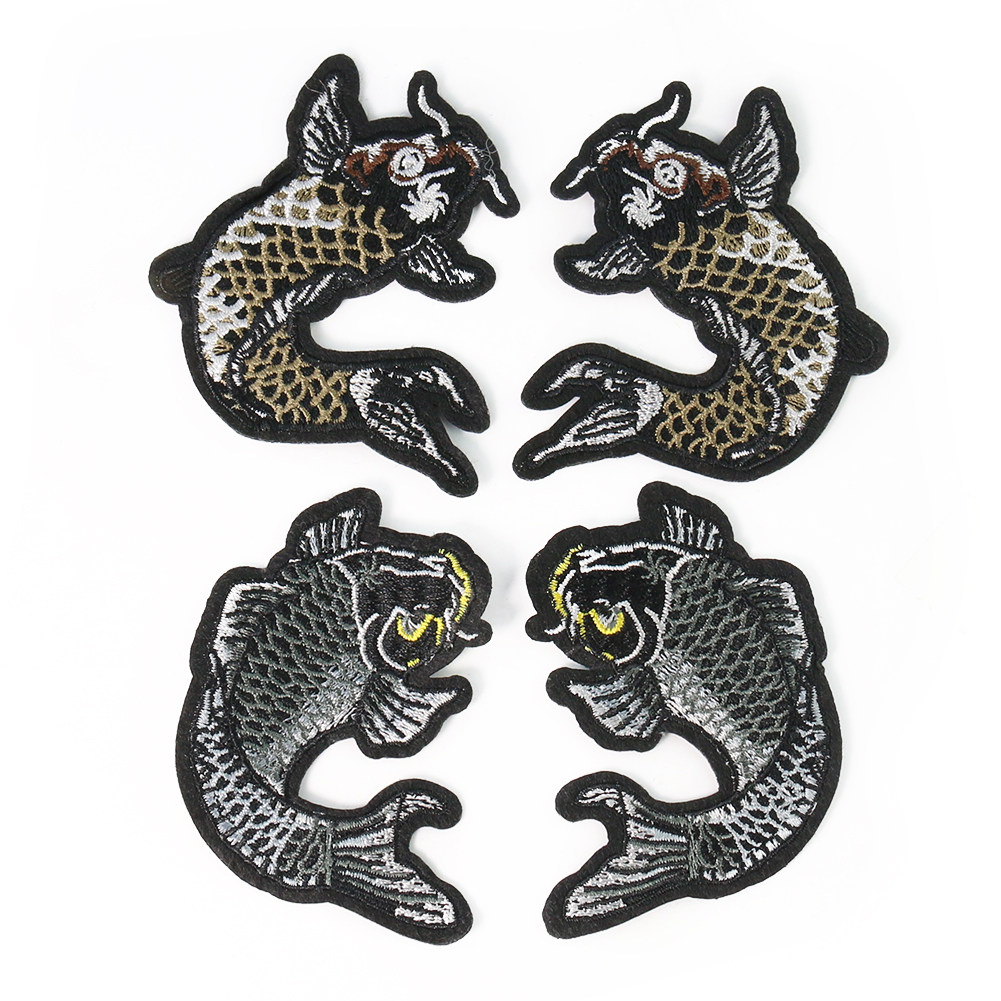 卡通海洋动物小黑鱼刺绣布贴儿童衣服裤子破洞装饰贴无痕补丁贴花