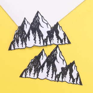 百搭阿尔卑斯山峰刺绣布贴牛仔衣服鞋 可熨烫 帽包diy补丁贴背胶款