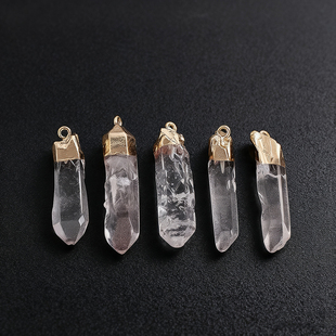创意天然随型石英水晶吊坠手工饰品diy水晶柱配件轻奢简约挂饰透