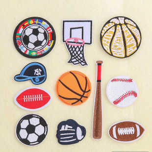 百搭球类刺绣篮球足球排球布贴儿童衣服裤 饰破洞背胶无痕补丁 子装
