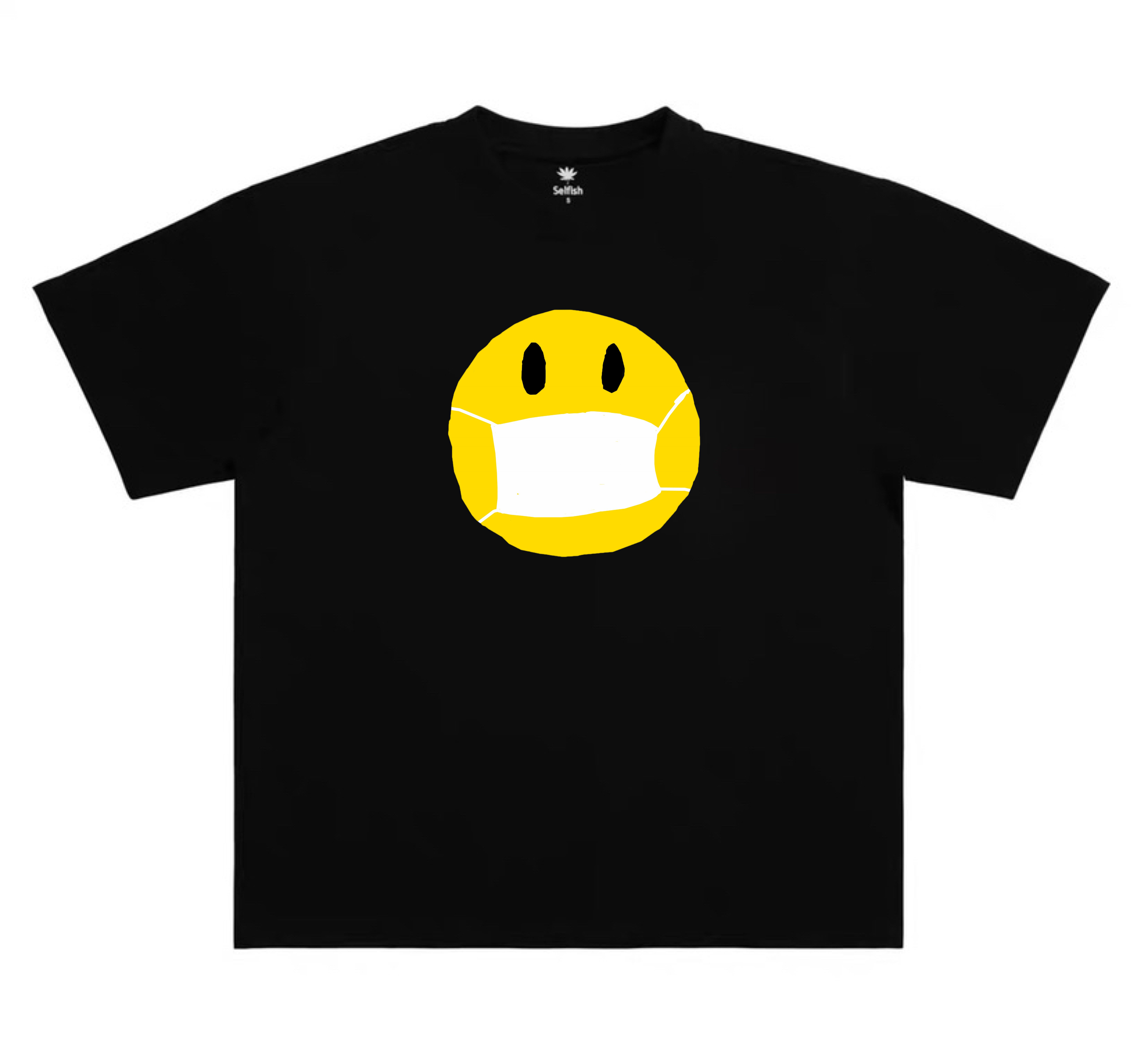 selfish涂鸦笑脸t恤 男女宽松os版型短袖 病毒限定小众设计师国朝
