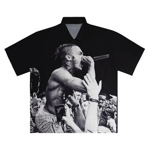 Selfish xxxtentacion纯棉衬衣衬衫休闲宽松印花短袖半袖印花潮牌