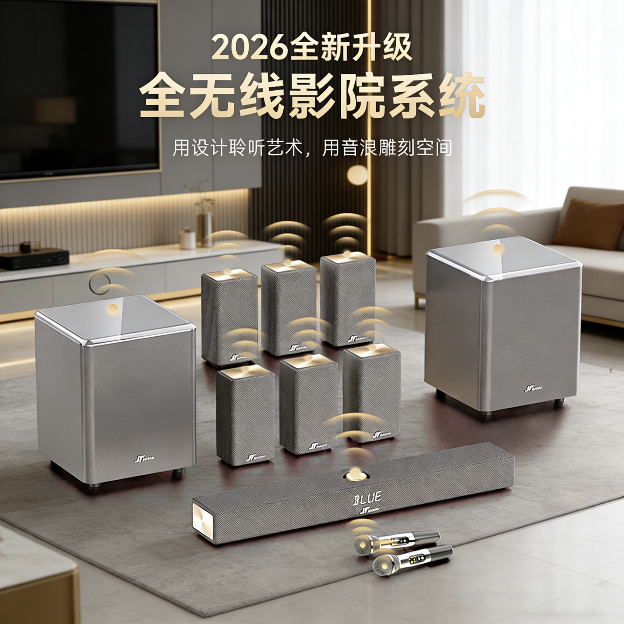 万音A10pro全无线蓝牙音响大音量低音炮音箱家用客厅环绕组合套装