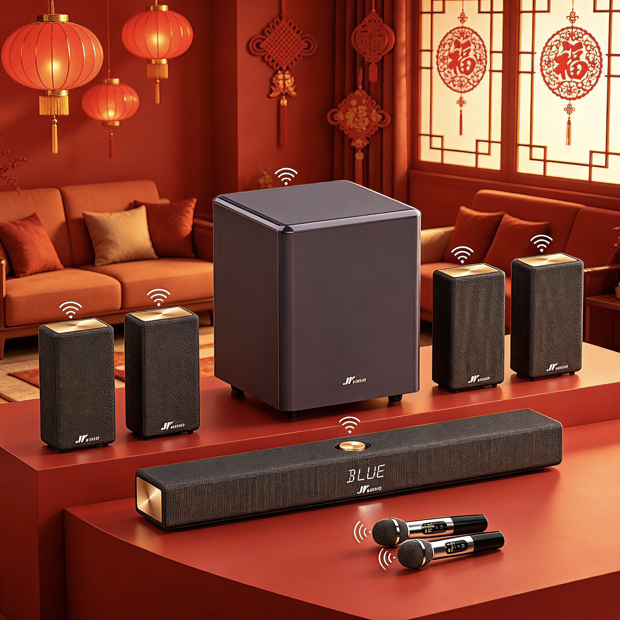 万音A10pro全无线蓝牙音响大音量低音炮音箱家用客厅环绕组合套装
