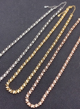 银项链空托马眼形2.5×5mm女项链托镶嵌钻石项链托