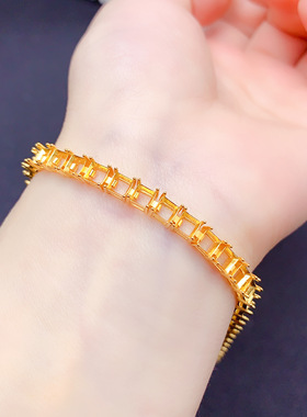 S925银手链空托女手链托镶嵌方4*4mm钻石手链托女手链托