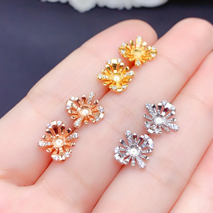 S925银耳钉空托女耳饰托镶嵌烟花耳坠耳钉托女耳钉托5times3mm