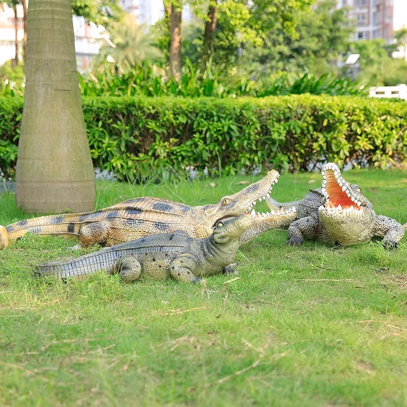 玻璃钢仿真鳄鱼模型户外装饰摆件