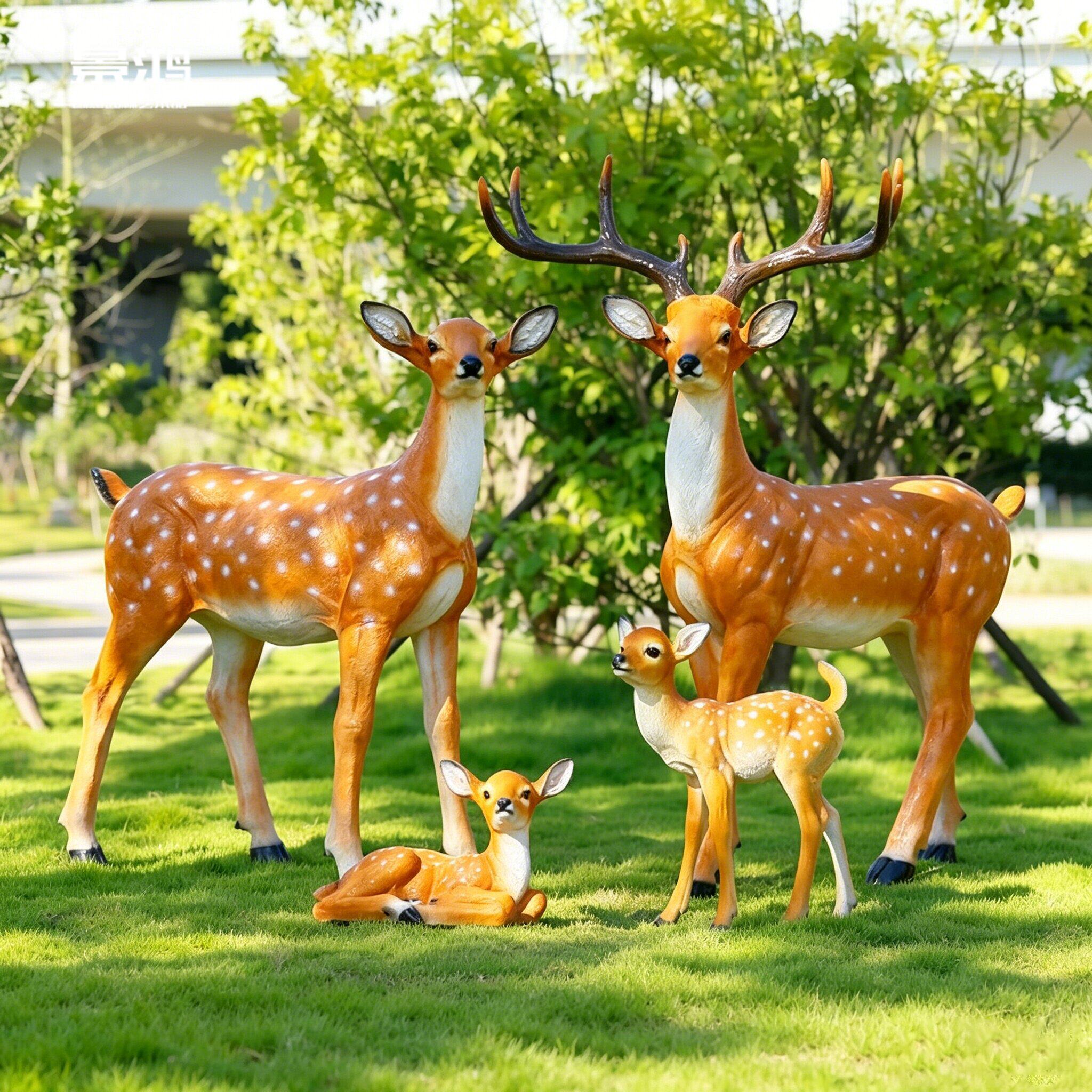 仿真梅花鹿雕塑户外园林摆件庭院玻璃钢小鹿景观装饰草坪动物模型