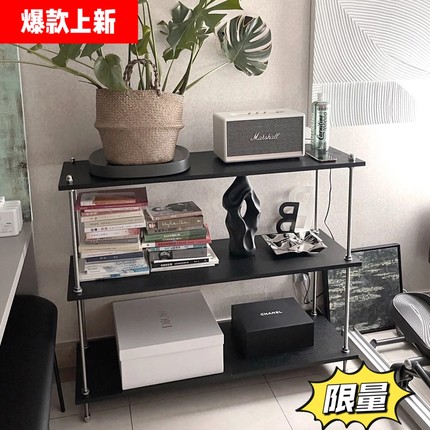 北欧卧室收纳架服装展示架饰品摆放置物架书架客厅多层落地玄关架