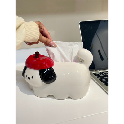 陆陆.苹果小狗纸巾盒客厅茶几创