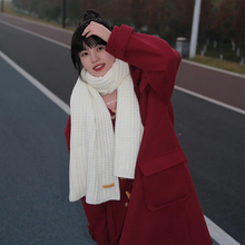 2021新款情侣围巾女秋冬季百搭日系韩版白色针织毛线围Y脖男潮冬